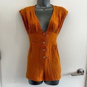 Nasty Gal’s Mustard Romper with Buttons Size 4